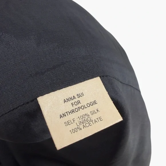 Anna Sui for Anthropologie Blue Floral Asymmetric Hem Silk Dress Size 8 - Picture 7 of 7